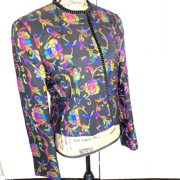Doncaster Cropped Fitted Floral Blazer 12 Vintage - Picture 7 of 16